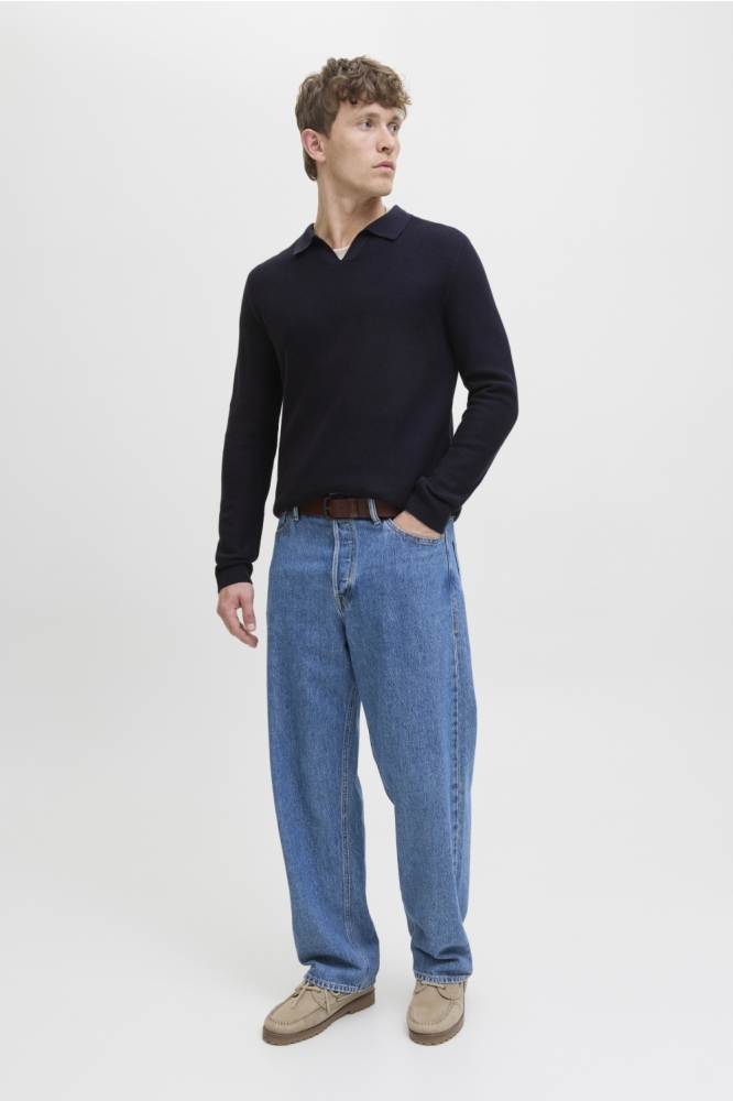 JPRBLAEASTON KNIT SPLIT NECK LS SN 12281736 Night Sky